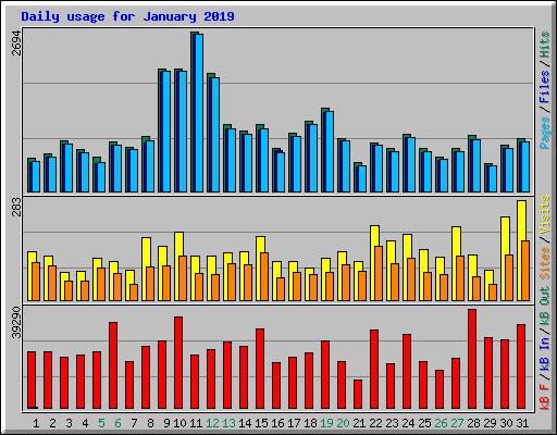 Daily usage for January 2019